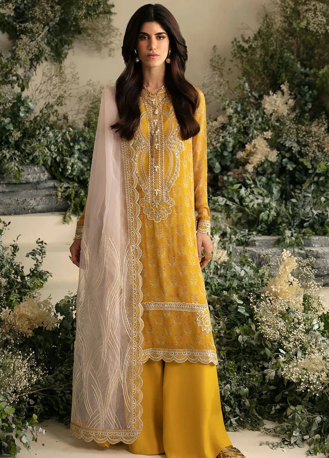 Nureh - Amaya Embroidered Chiffon Suit Unstitched 4 Piece NU24A AM-05 - Formals Collection