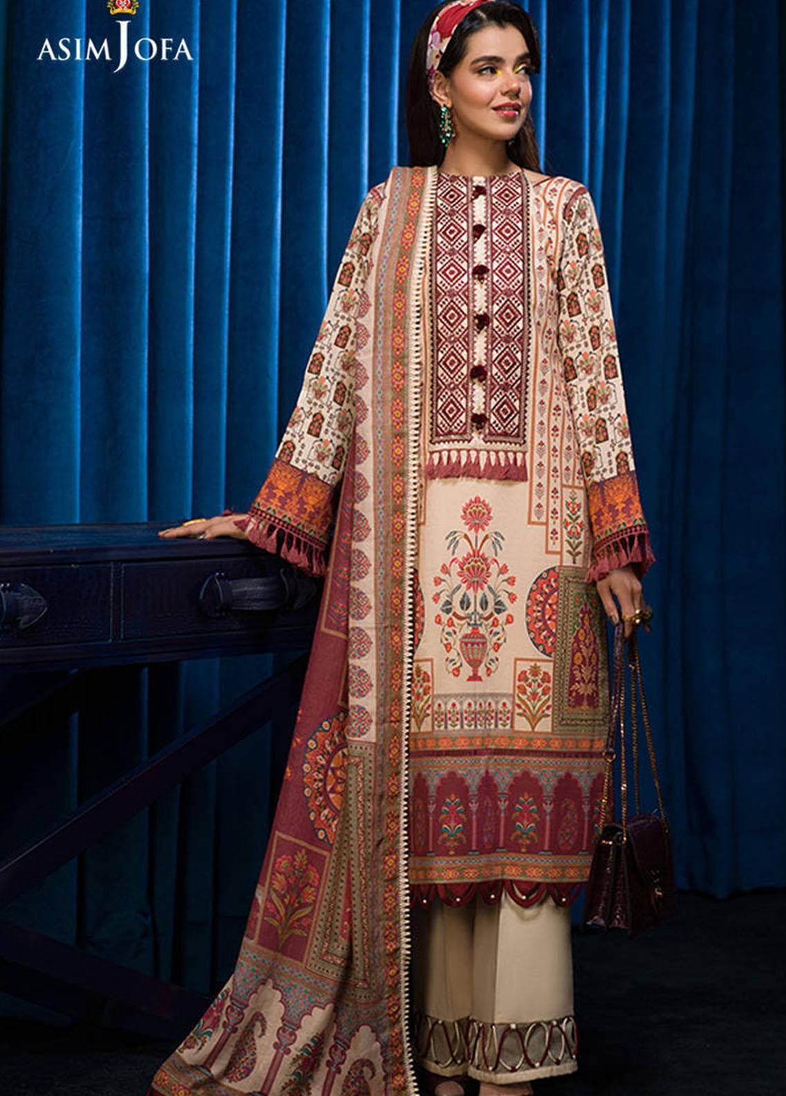 Asra By Asim Jofa Embroidered Cambric Suits Unstitched 3 Piece AJ21A AJE-09