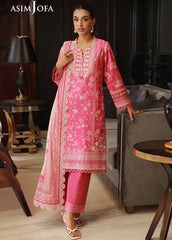Asim Jofa Printed Lawn Unstitched Suit 3 Piece AJ24PU AJUN-06 - Summer Collection