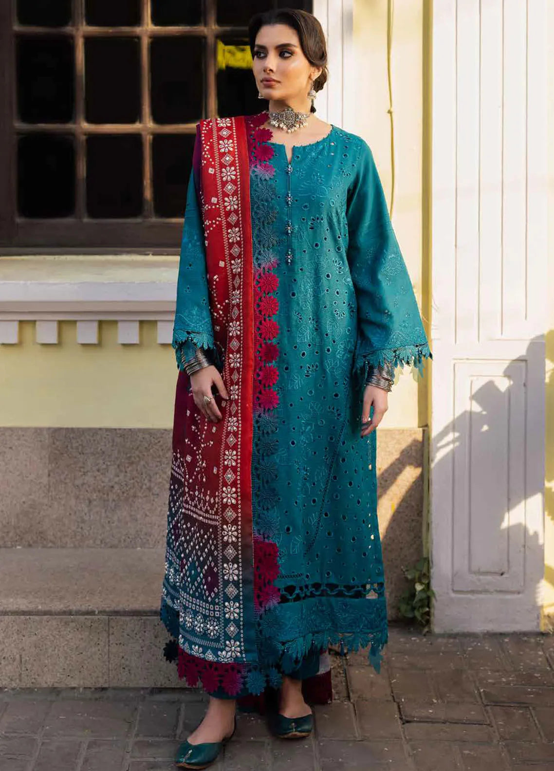 Nureh Embroidered Chikankari Khaddar Suit Unstitched 4 Piece Suit NU24CW NE-112 - Winter Collection