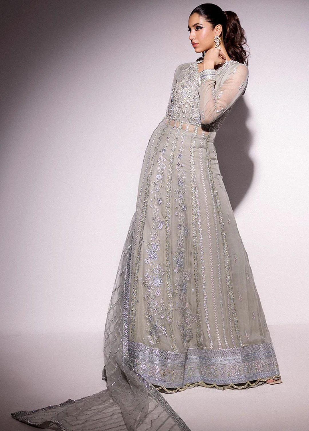 Mushq Embroidered Chiffon Suits Unstitched 4 Piece MQ24BM BOM-03 Scotch Mist - Luxury Collection