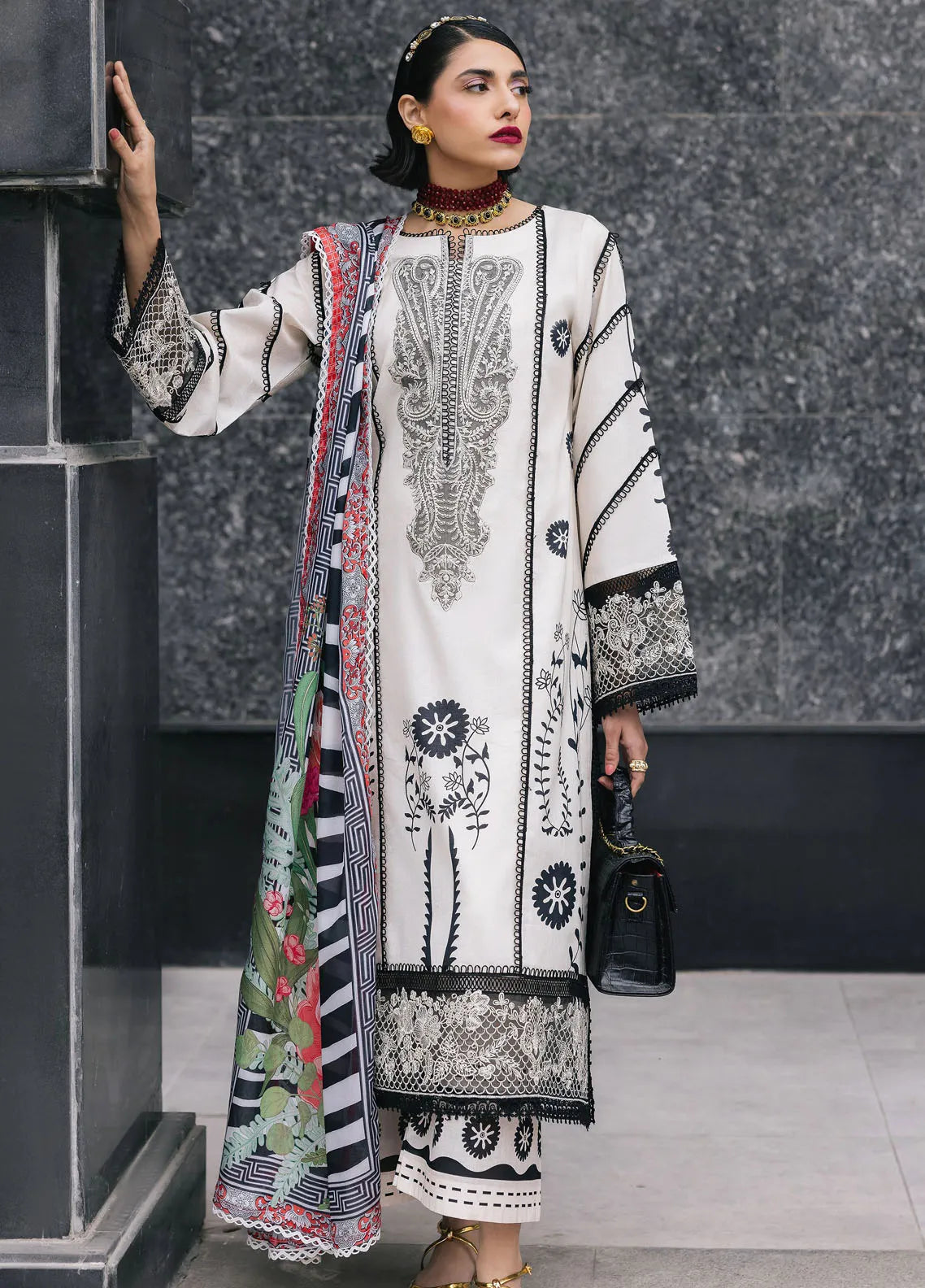 Broadway by Mahnur Embroidered Lawn Suits Unstitched 3 Piece MN25B D-05 Freesia - Summer Collection