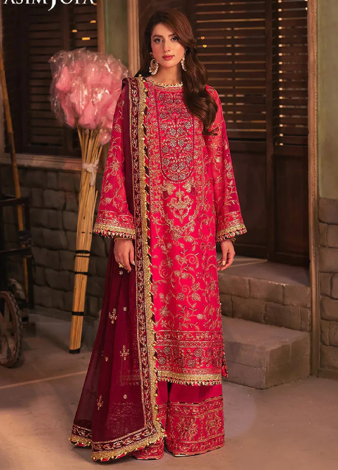 Chamkeeli By Asim Jofa Embroidered Chiffon Suit Unstitched 3 Piece AJ24CF AJKK-11 - Festive Collection