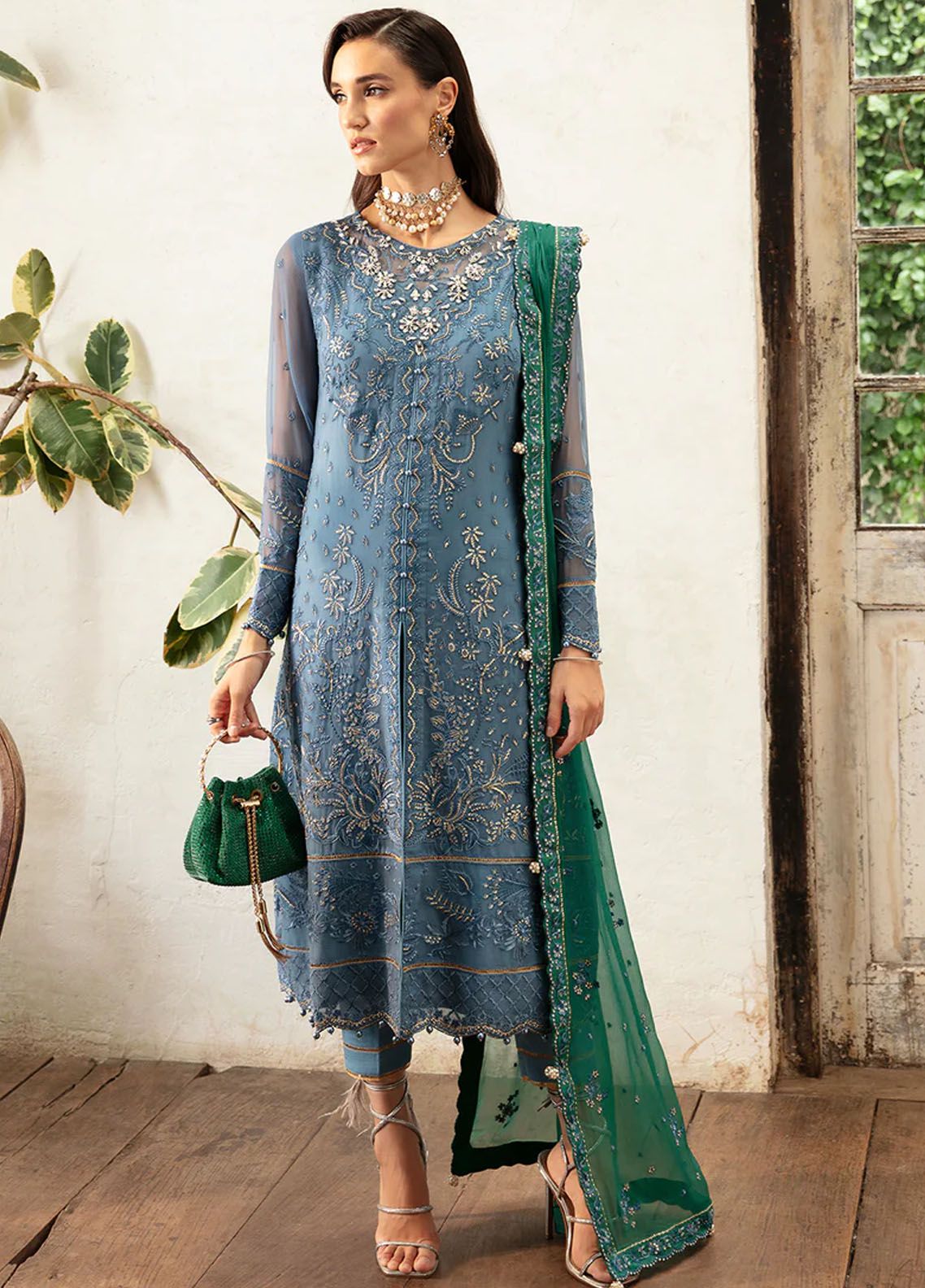 Chant D lAmour by Gulaal Embroidered Chiffon Suits Unstitched 4 Piece GL24CD D-02 Helia - Luxury Collection