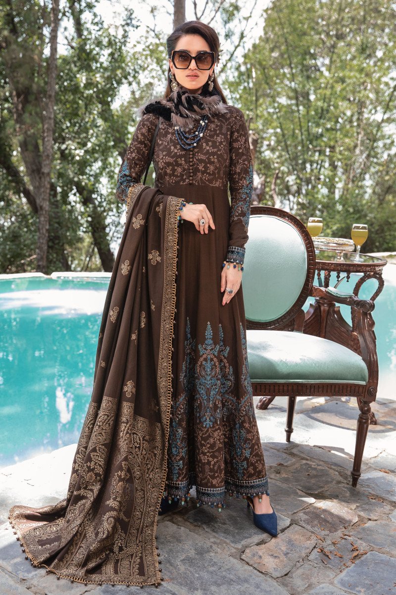 Maria B Luxury Winter Unstitched Linen DL-1001-Brown