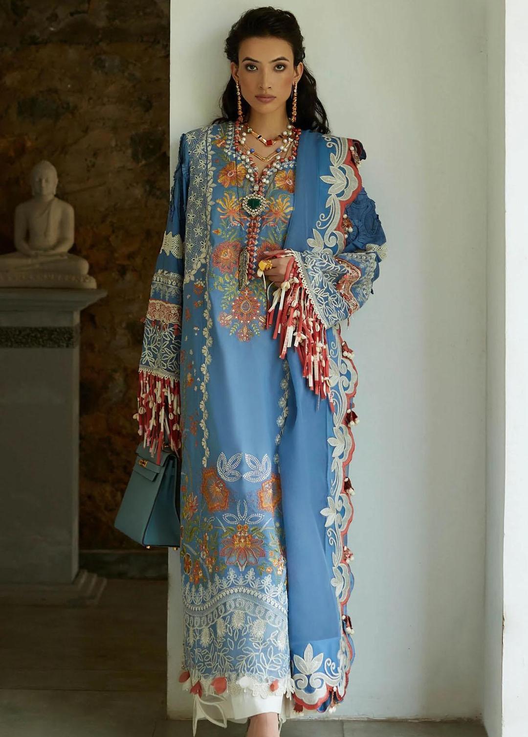Elan Embroidered Lawn Suits Unstitched 3 Piece EL23LL EL23-03 B Ziva - Summer Collection