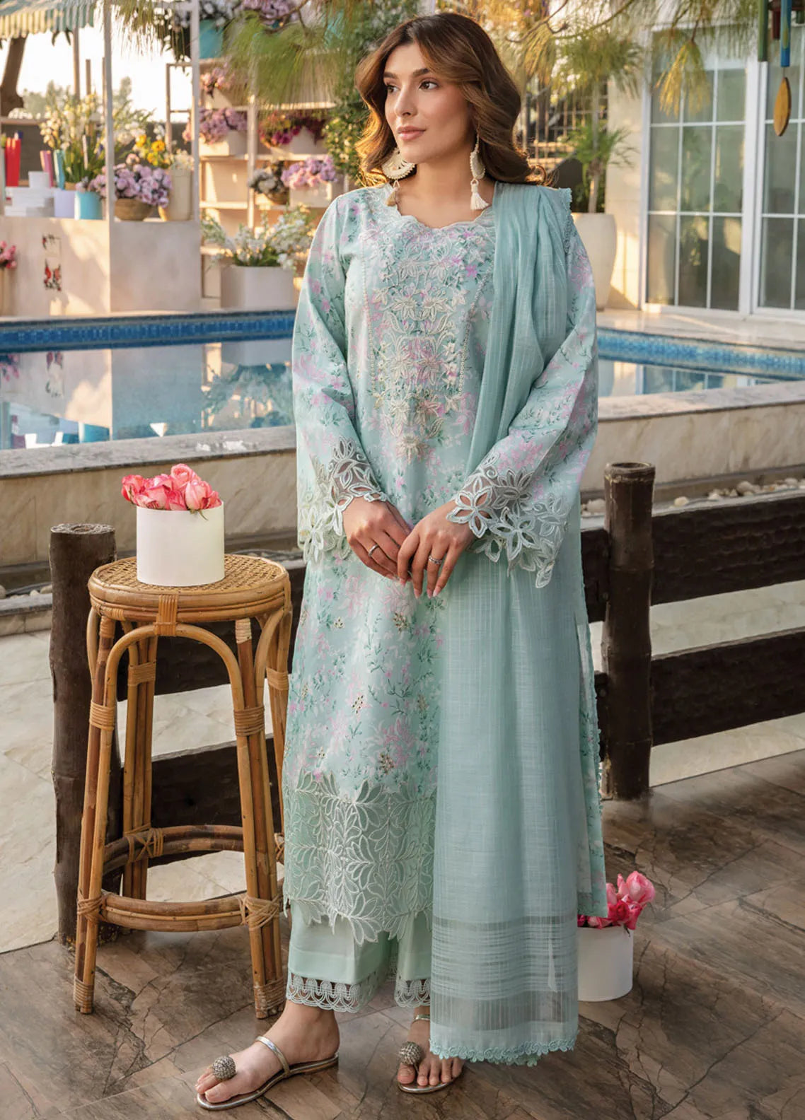 Rang Rasiya - Florence Embroidered Lawn Suit Unstitched 3 Piece RR25F D-01 Laraib - Summer Collection