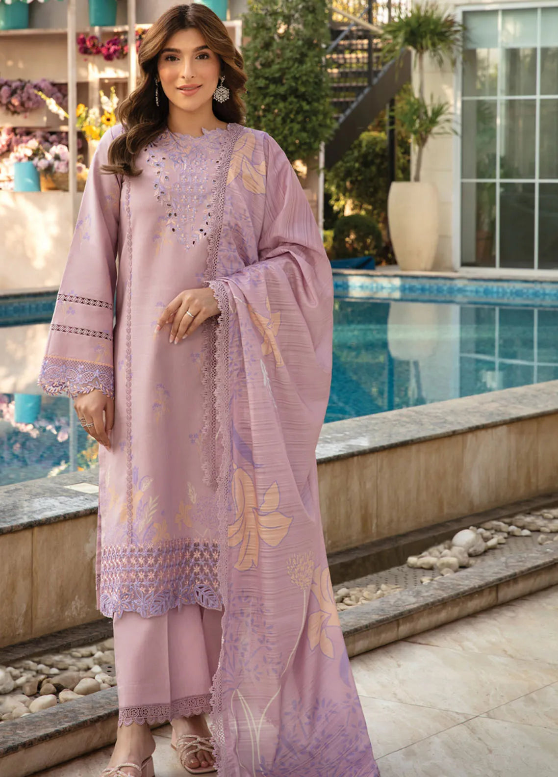 Rang Rasiya - Florence Embroidered Lawn Suit Unstitched 3 Piece RR25F D-05 Daniya - Summer Collection--
