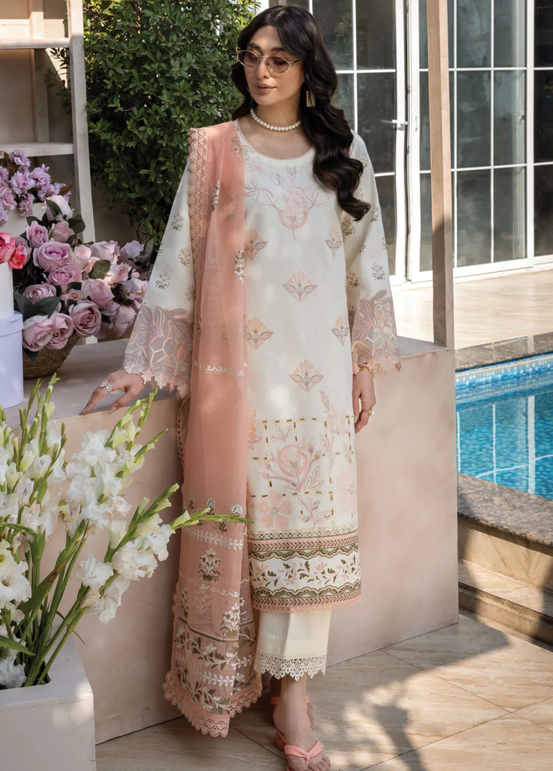 Rang Rasiya - Florence Embroidered Lawn Suit Unstitched 3 Piece RR25F D-14 Miraal - Summer Collection-