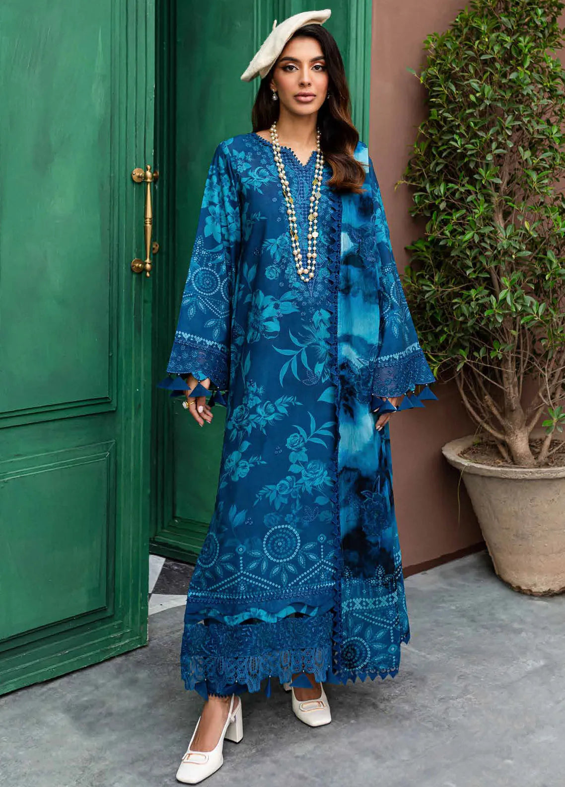 Nureh Embroidered Slub Suit Unstitched 3 Piece NU24GW NSG-161 - Winter Collection