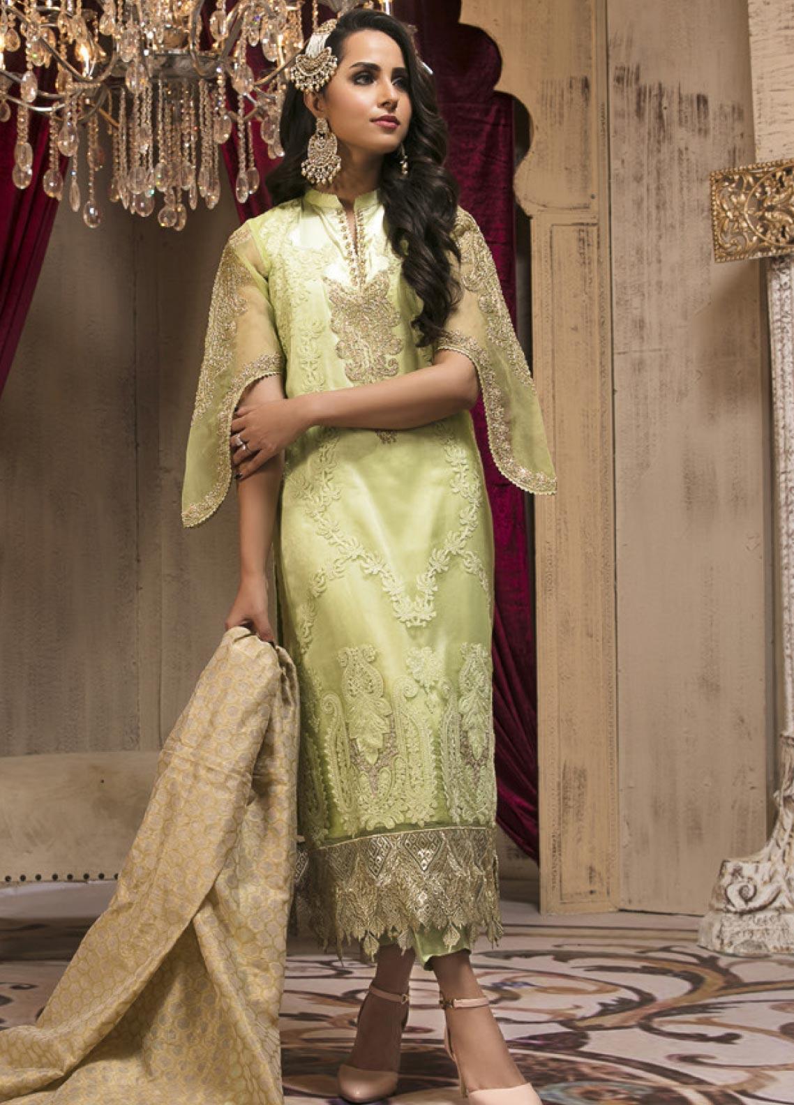 Zardaan - Guzillek Embroidered Organza Unstitched 3 Piece Suit GZK19ZD 03 Alluring Breeze - Luxury Collection