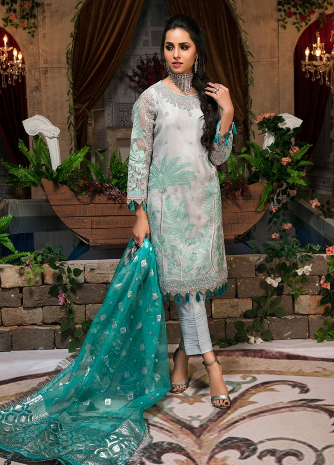 Zardaan - Guzillek Embroidered Organza Unstitched 3 Piece Suit GZK19ZD 05 Delicacy Persona - Luxury Collection