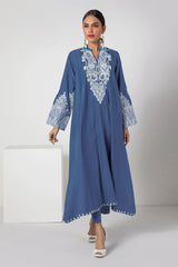 Khaadi Dyed Embroidered Light Denim Twill | Top Bottoms - ILD22301-WHITE