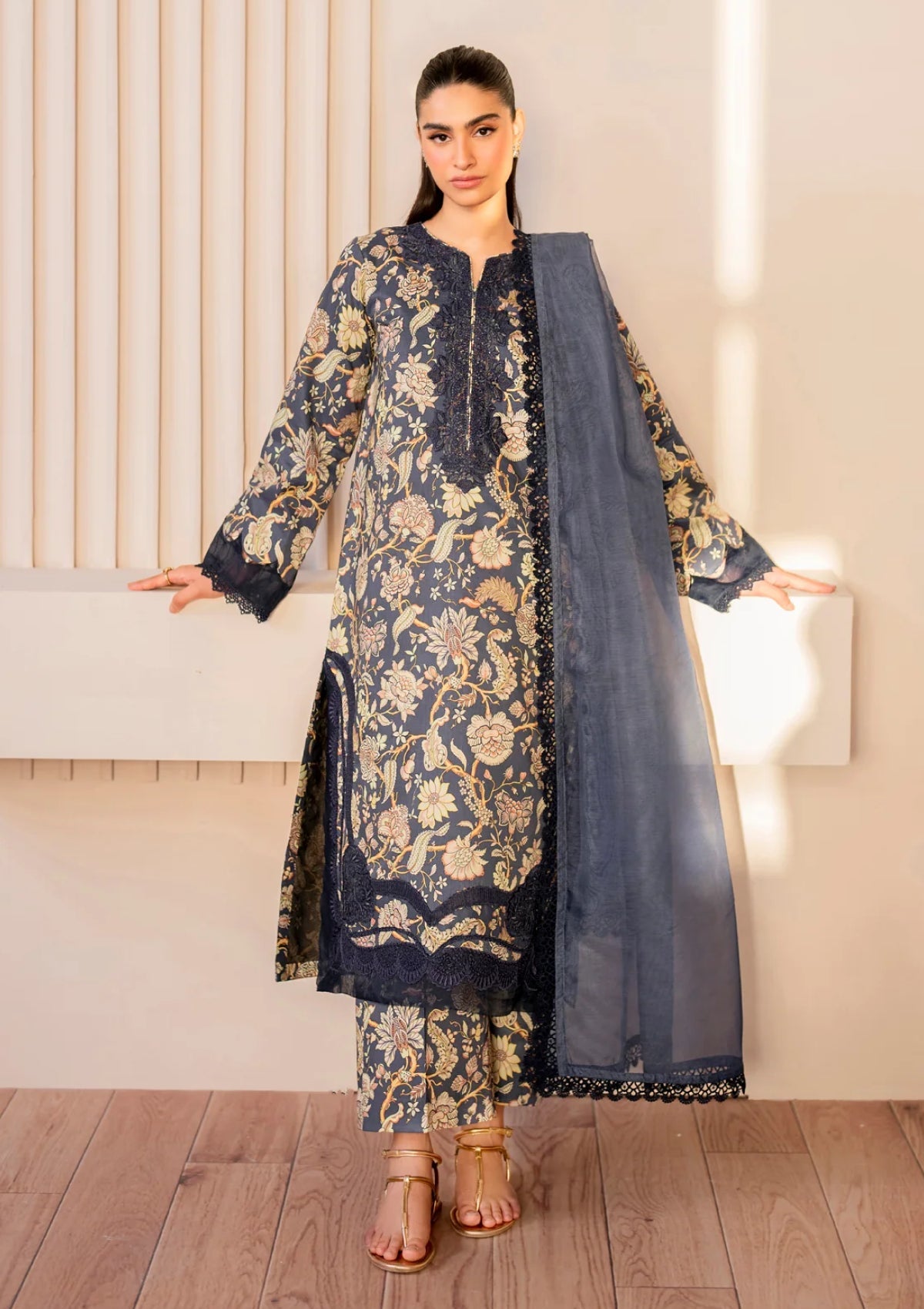 Xenia Embroidered Lawn Suit Unstitched 3 Piece XE25LL D-06 Birch - Summer Collection