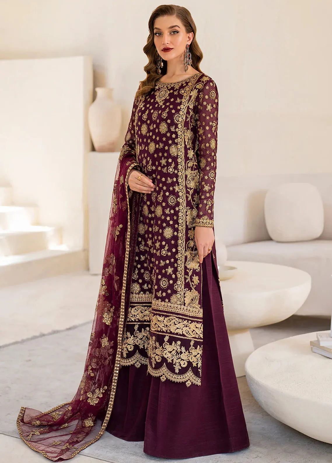 Iznik Embroidered Chiffon Suits Unstitched 3 Piece IZ24CC CC-42 - Luxury Collection 576197