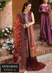 Nureh Embroidered Organza Suit Unstitched 4 Piece NU24J NL-71 Gehna - Formal Collection!