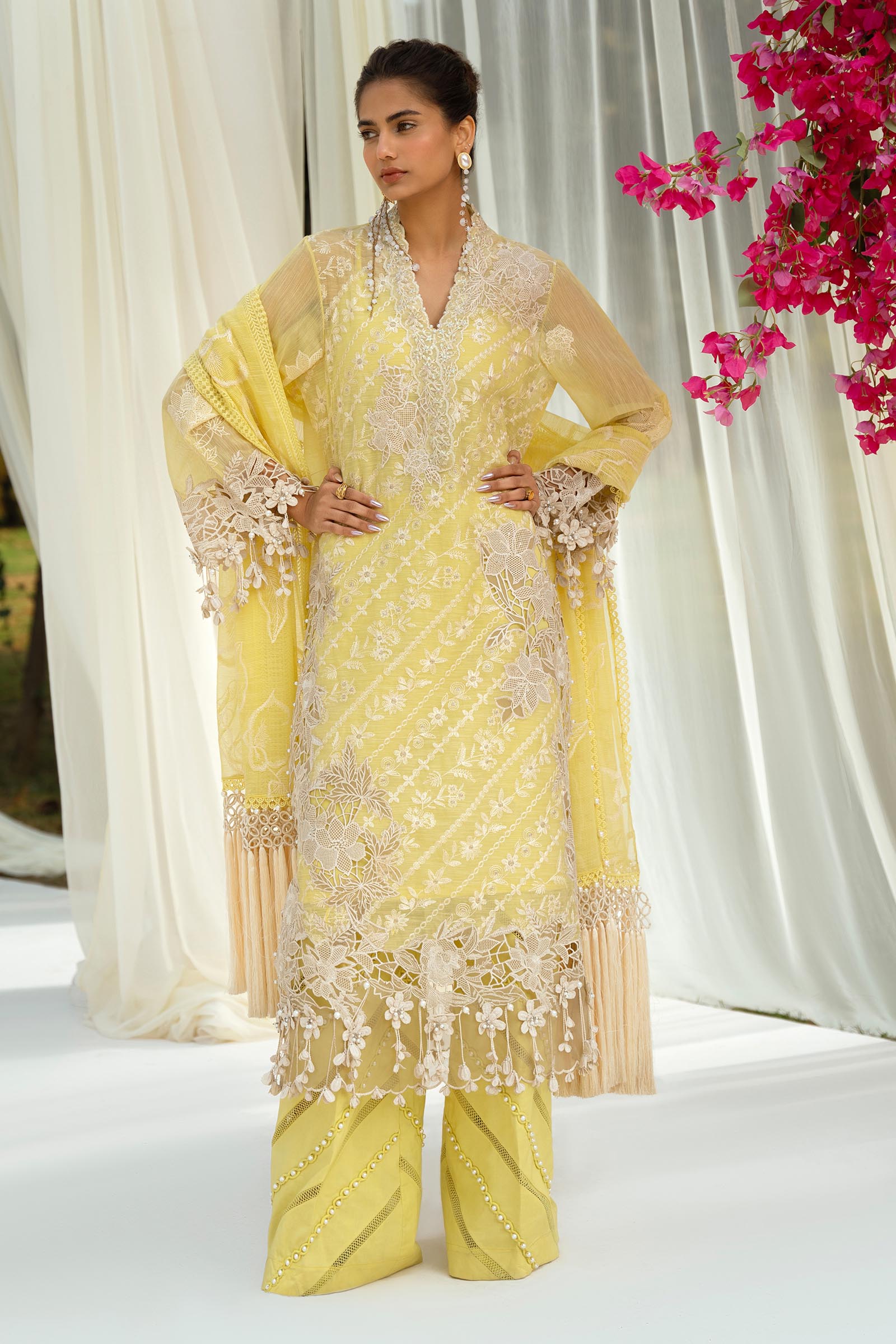 Sana Safinaz Embroidered Net Suits Unstitched 3 Piece SS24UL 10A - Luxury Collection