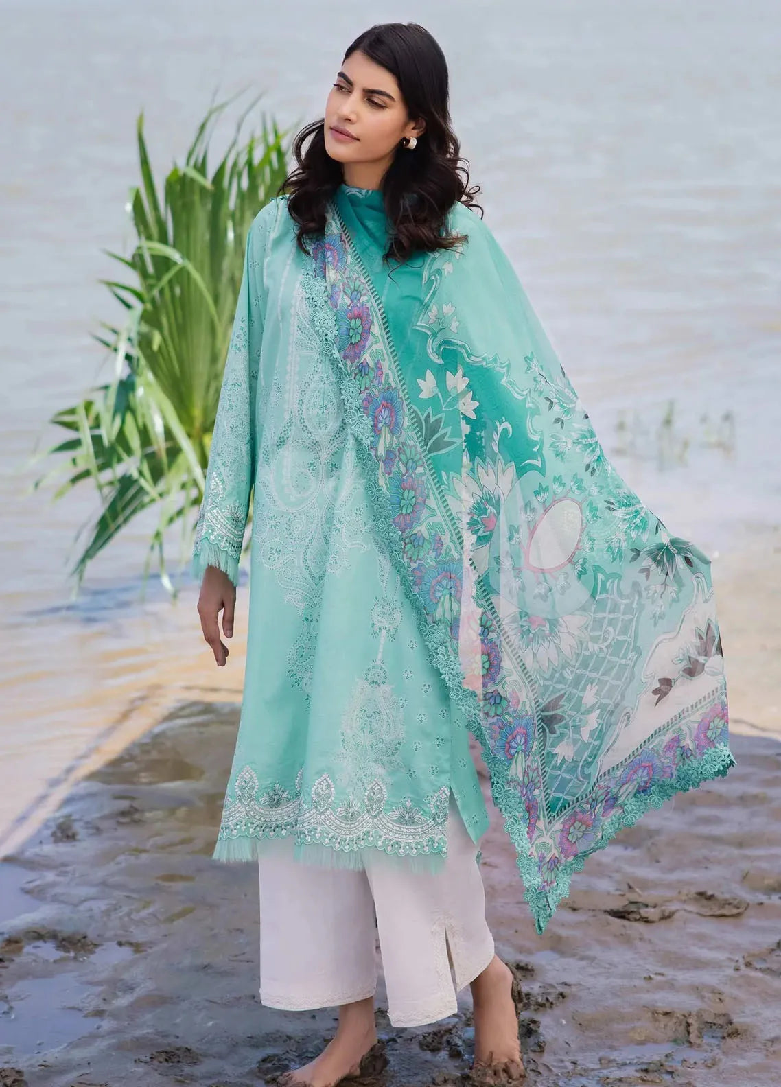 M Basics By Maria B Embroidered Lawn Suit Unstitched 3 Piece MB24M2 8A - Summer Collection