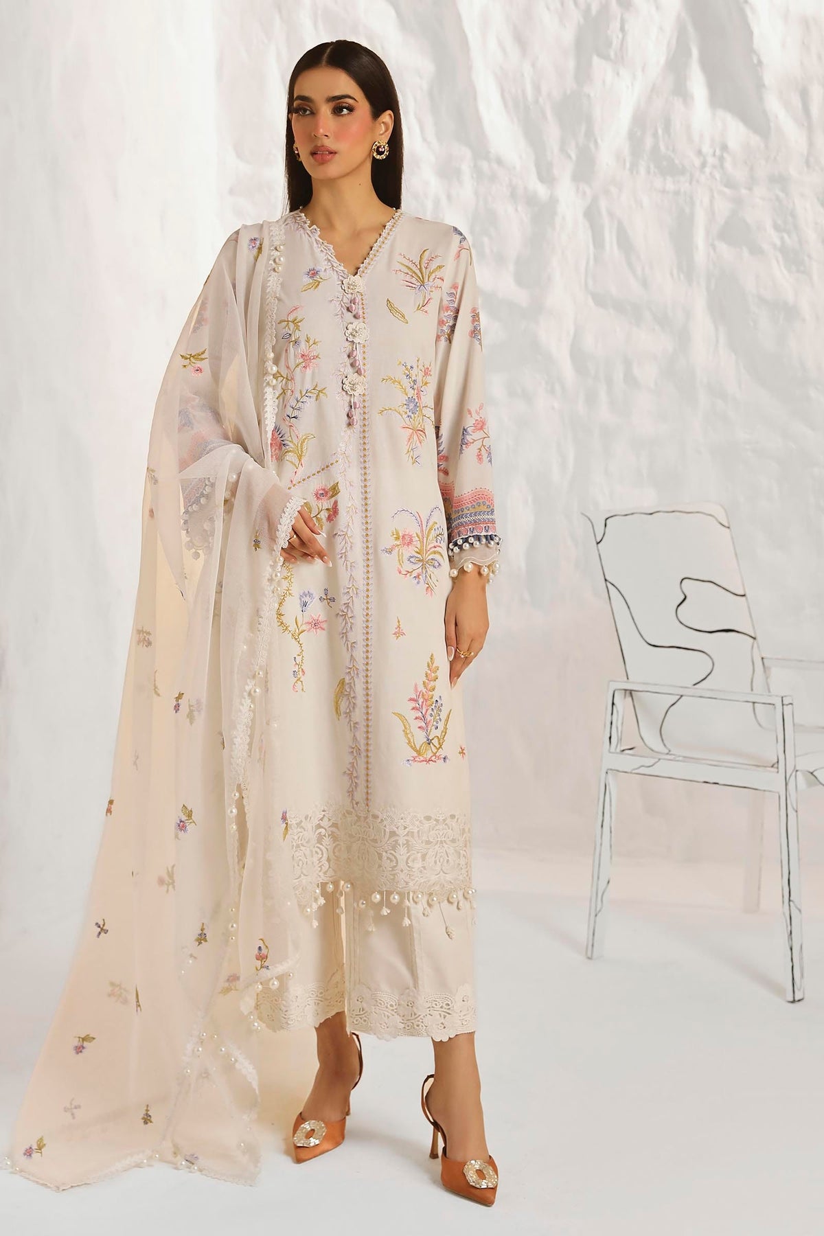 Sana Safinaz Luxury Muzlin Lawn Embroidered - M242-018B-CV