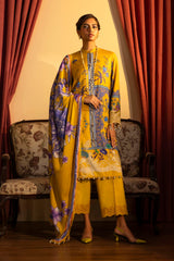 Sana Safinaz Embroidered Linen Suits Unstitched 3 Piece M243-025B-3DB - Luxury Winter Collection