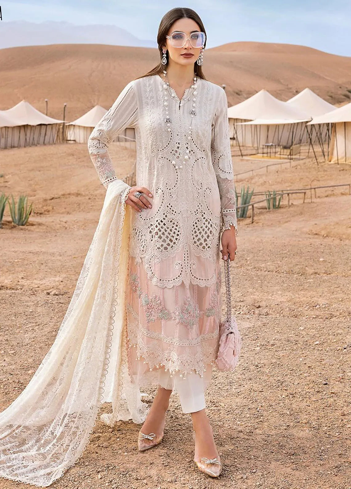 Maria B Embroidered Suits Unstitched 3 Piece MB25VL D-15A - Luxury Collection