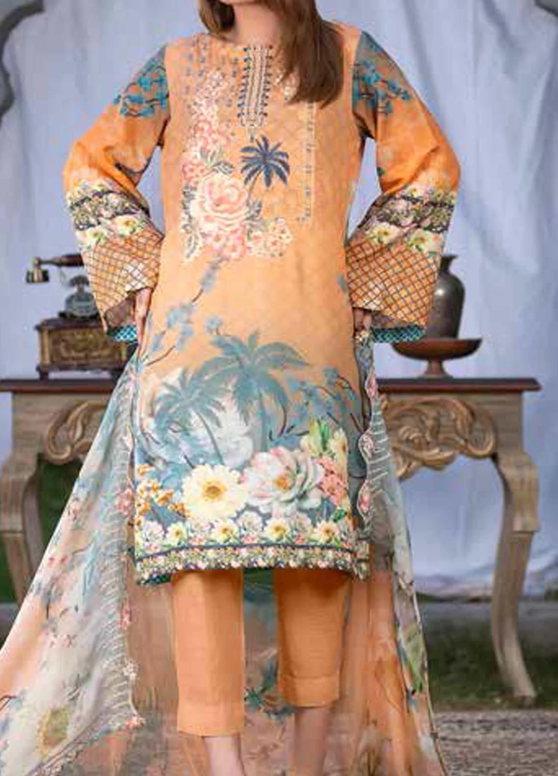 Maria by Zebaish Embroidered Karandi Unstitched 3 Piece Suit - 01