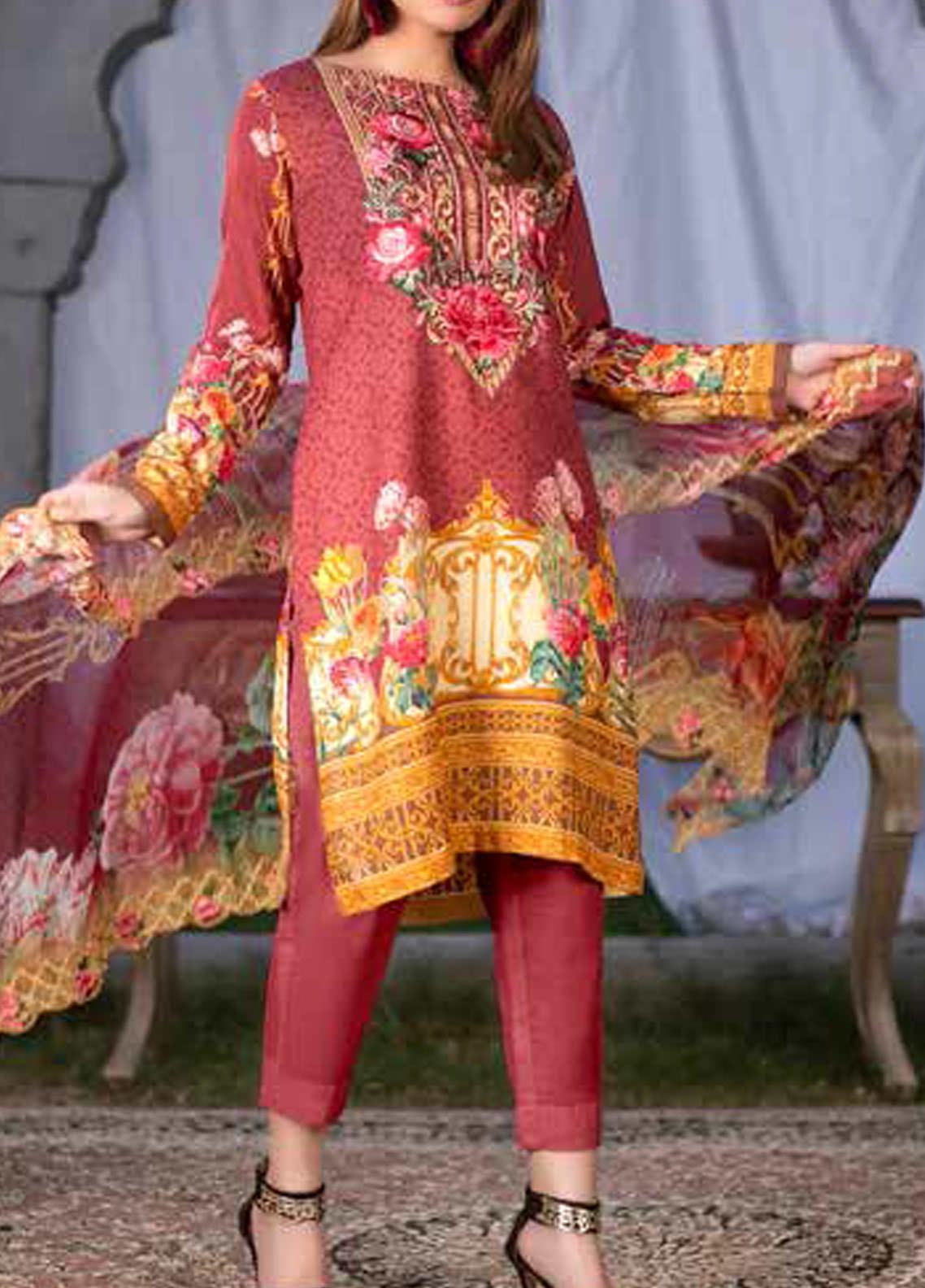 Maria by Zebaish Embroidered Karandi Unstitched 3 Piece Suit - 04