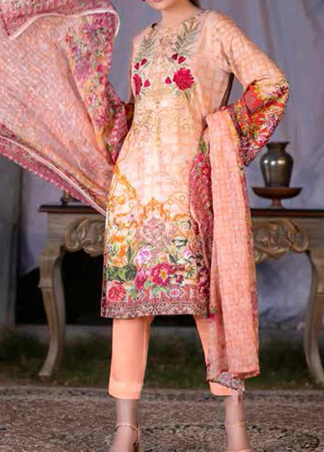 Maria by Zebaish Embroidered Karandi Unstitched 3 Piece Suit - 07
