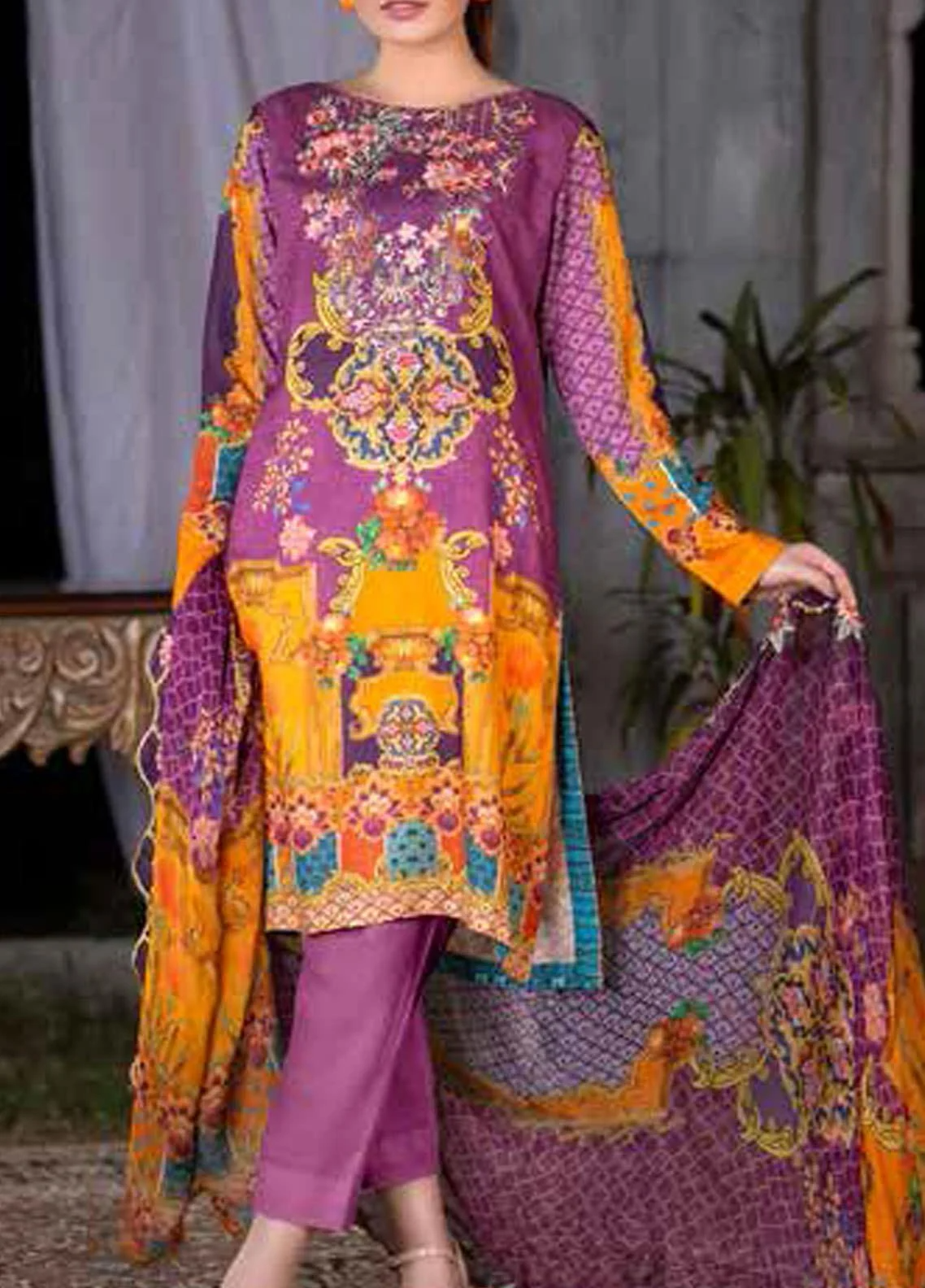 Maria by Zebaish Embroidered Karandi Unstitched 3 Piece Suit - 09