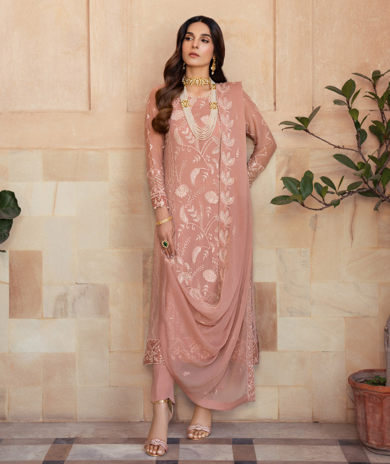 Merakish By Shahzeb Textiles Embroidered Chiffon Suits Unstitched 3 Piece ST25MK-V14- Isra