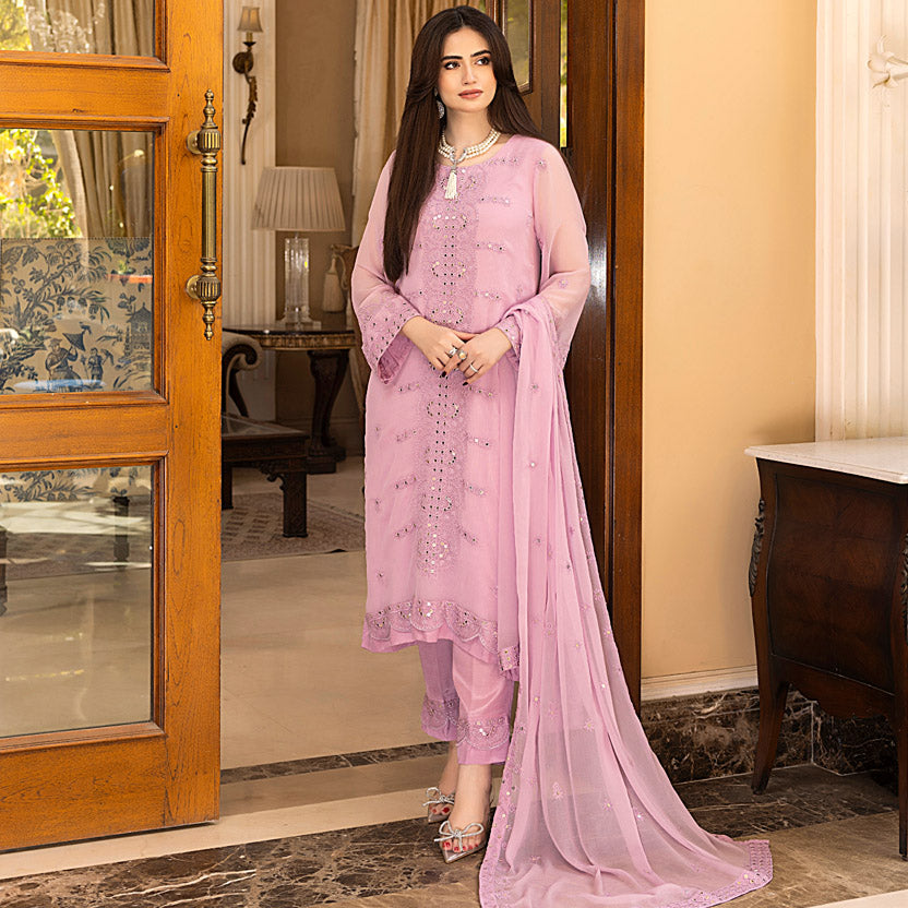 Merakish Luxury Chiffon Embroidered'23 - ST23-MK5 03 Purple Pel