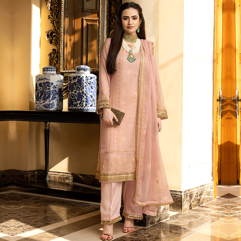 Merakish Luxury Chiffon Embroidered'23 - ST23-MK5 06 Pale Pink