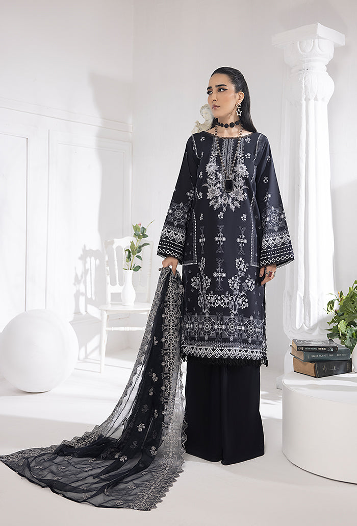 Monochrome By Humdum Embroidered Lawn Suits Unstitched 3 Piece HD23MC D-04 - Summer Collection