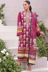 Al-Karam 2 Pc Embroidered Cambric Suit With Doria Dupatta - MS-29-22-Magenta Pink