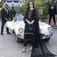 Merakish Luxury Chiffon Embroidered'23 - MERAKI-V4-D1 - Velvet Black