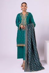 Khaadi Dyed Embroidered Polyester Viscose Acrylic | Top Bottoms Shaw - OPVA22403-GREEN