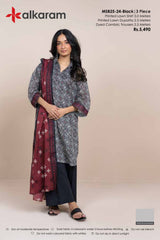 Alkaram Luxury Lawn Prints 3Pc Unstitched Suits - ALK-MSB25-24-Black