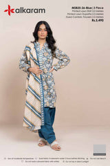 Alkaram Luxury Lawn Prints 3Pc Unstitched Suits - ALK-MSB25-26-Blue