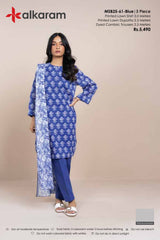 Alkaram Luxury Lawn Prints 3Pc Unstitched Suits - ALK-MSB25-61-Blue