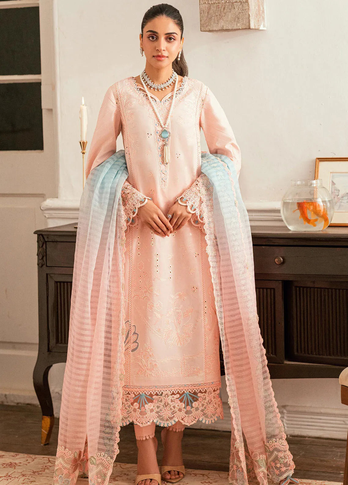 Qalamkar Embroidered Lawn Suits Unstitched 3 Piece QLM25LL SB-05 Aleeza - Summer Collection