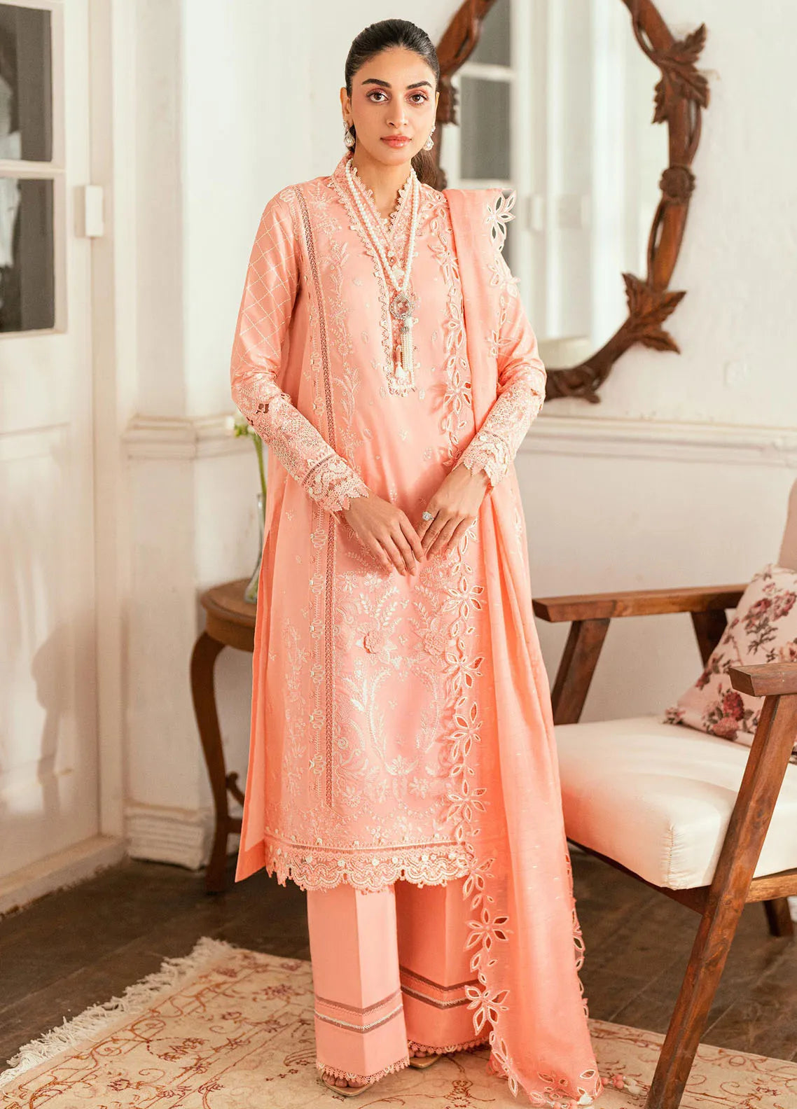 Qalamkar Embroidered Lawn Suits Unstitched 3 Piece QLM25LL SB-12 Jafa - Summer Collection