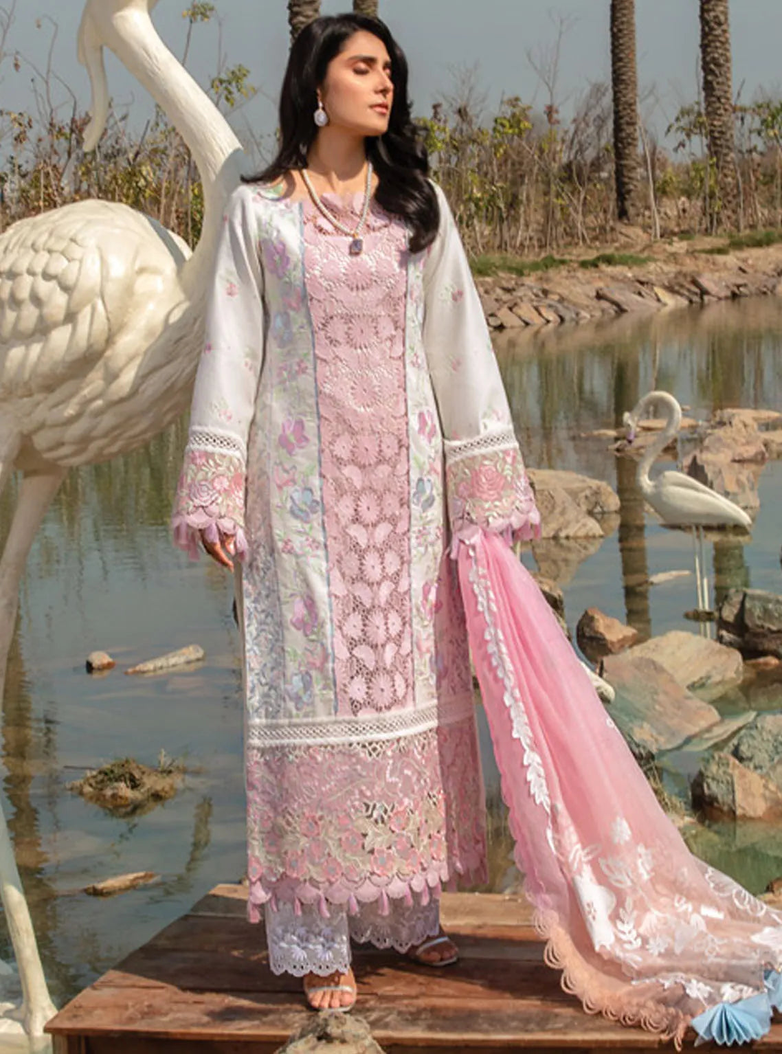 Rang Rasiya Embroidered Lawn Suits Unstitched 3 Piece RR24PE D-12 Hoorain - Summer Eid Collection-
