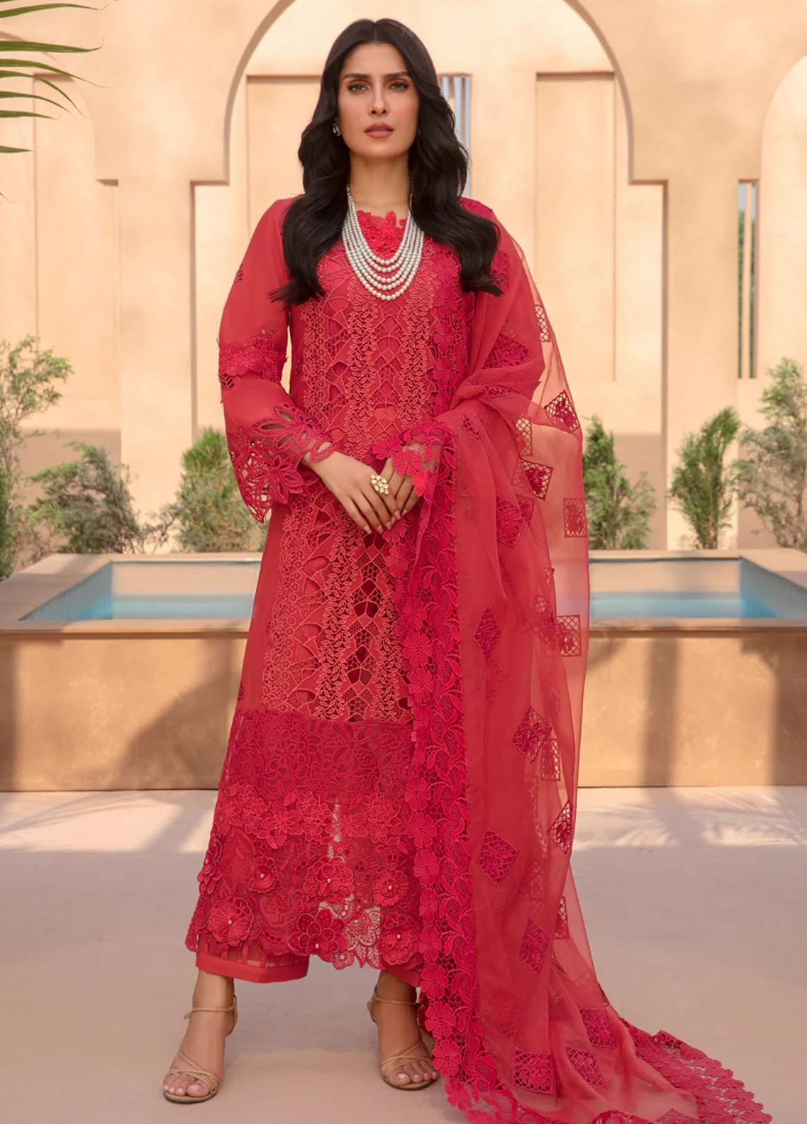 Rang Rasiya Embroidered Lawn Suits Unstitched 3 Piece RR23PE Carnelian - Eid Collection