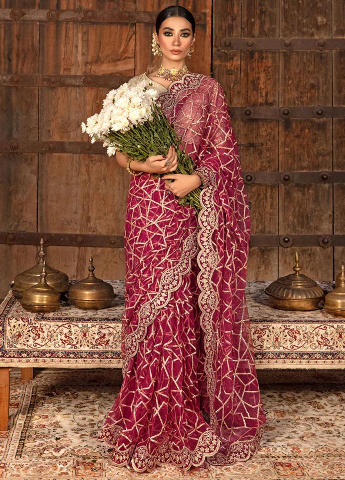 Shehnaiya By Rang Rasiya Embroidered Raw Silk Unstitched Saree RR23SH D-06 Nafisa - Wedding Collection