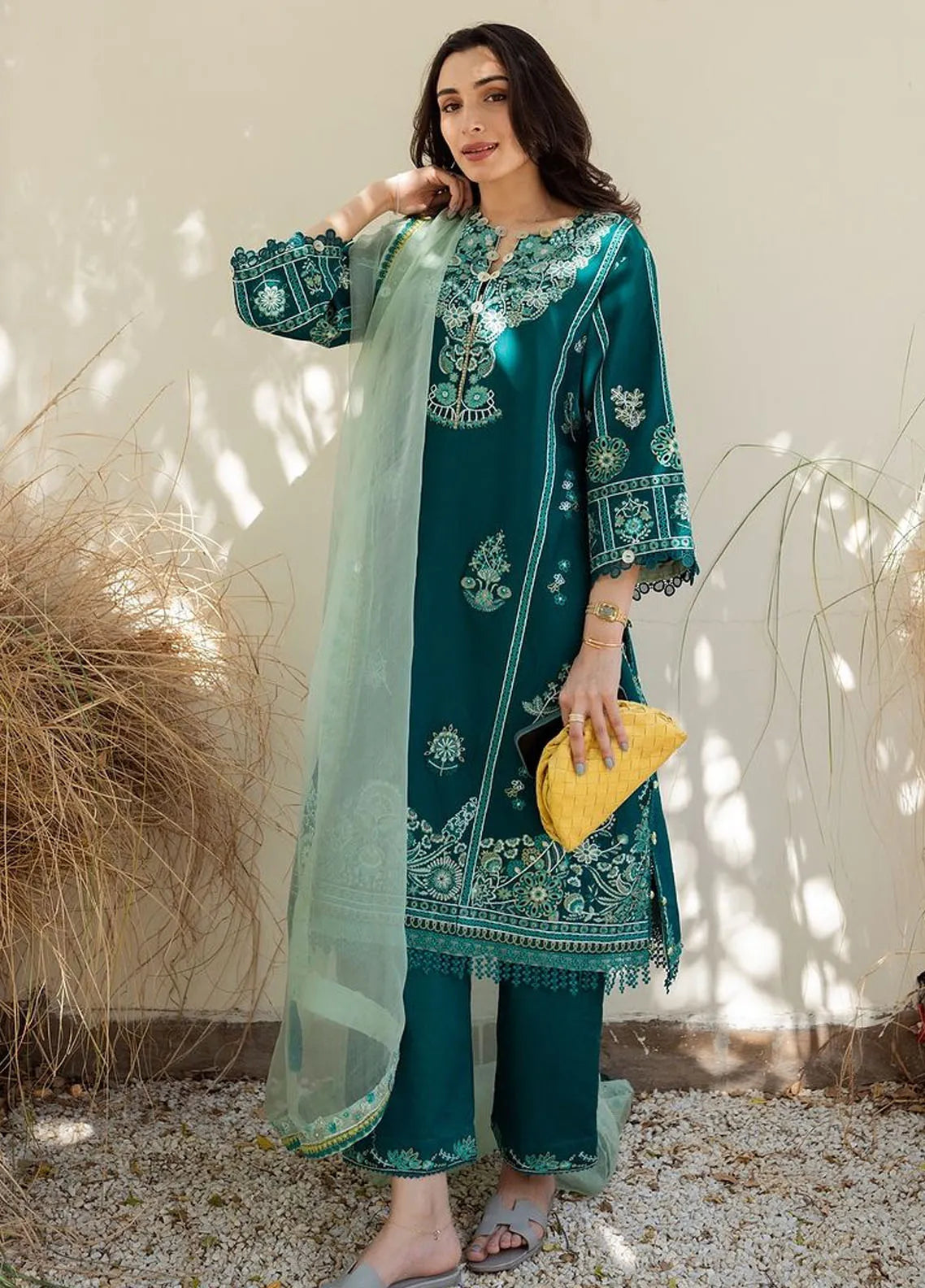 Sadaf Fawad Khan - Siraa Embroidered Lawn Suit Unstitched 3 Piece SDF24SL Faizah A - Summer Collection