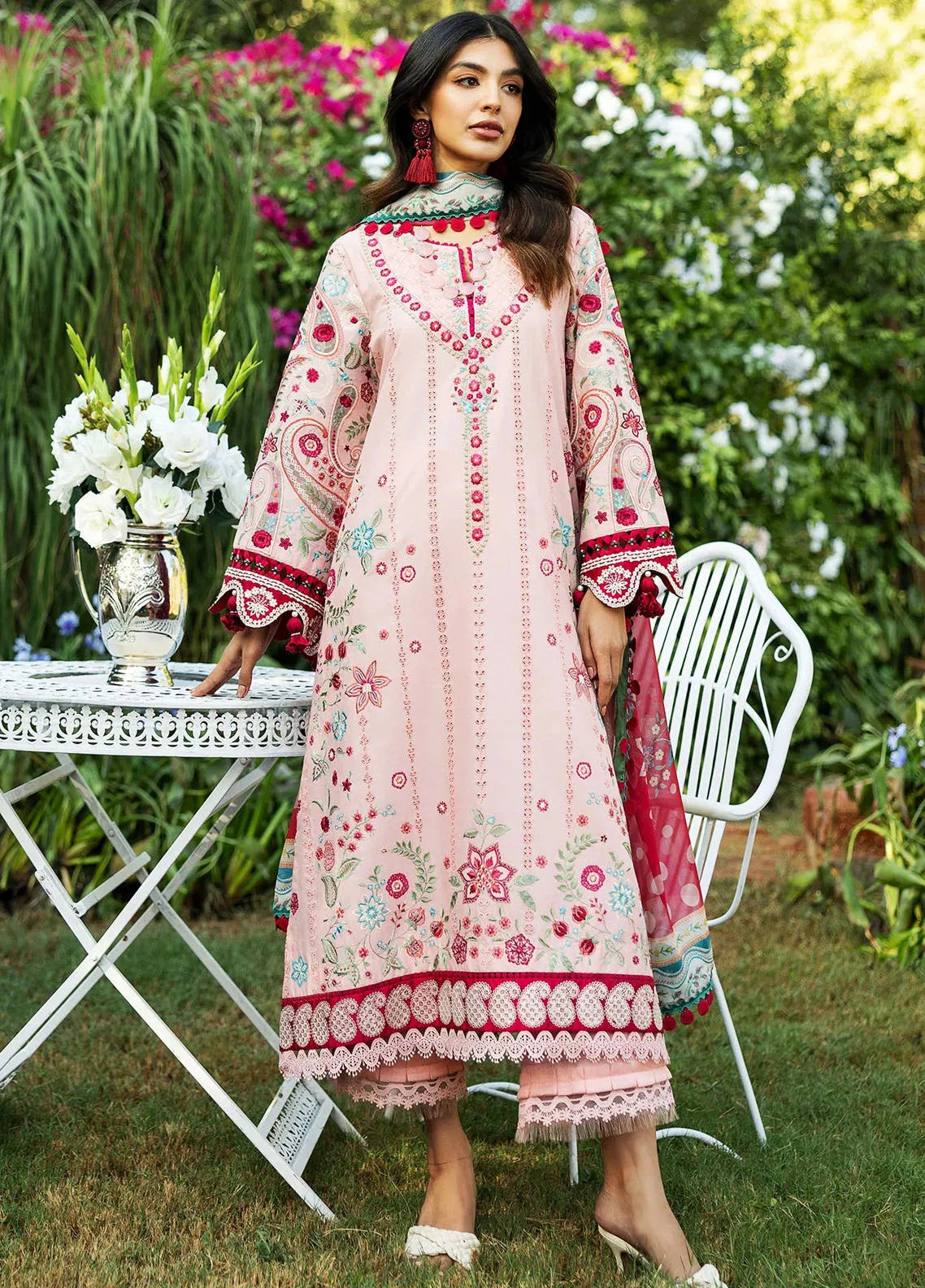 Sadaf Fawad Khan Embroidered Lawn Suits Unstitched 3 Piece SDF25S D-1B Paisley Garden - Summer Collection