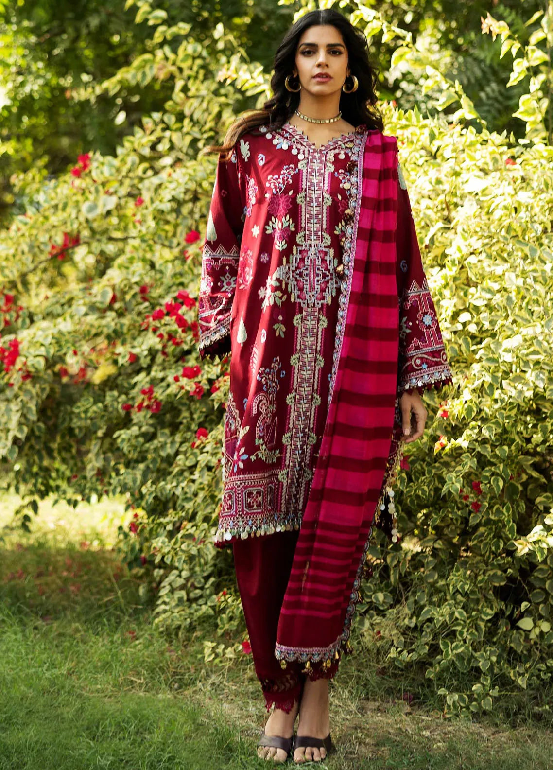 Sadaf Fawad Khan Embroidered Lawn Suits Unstitched 3 Piece SDF25S D-5B Wisteria - Summer Collection