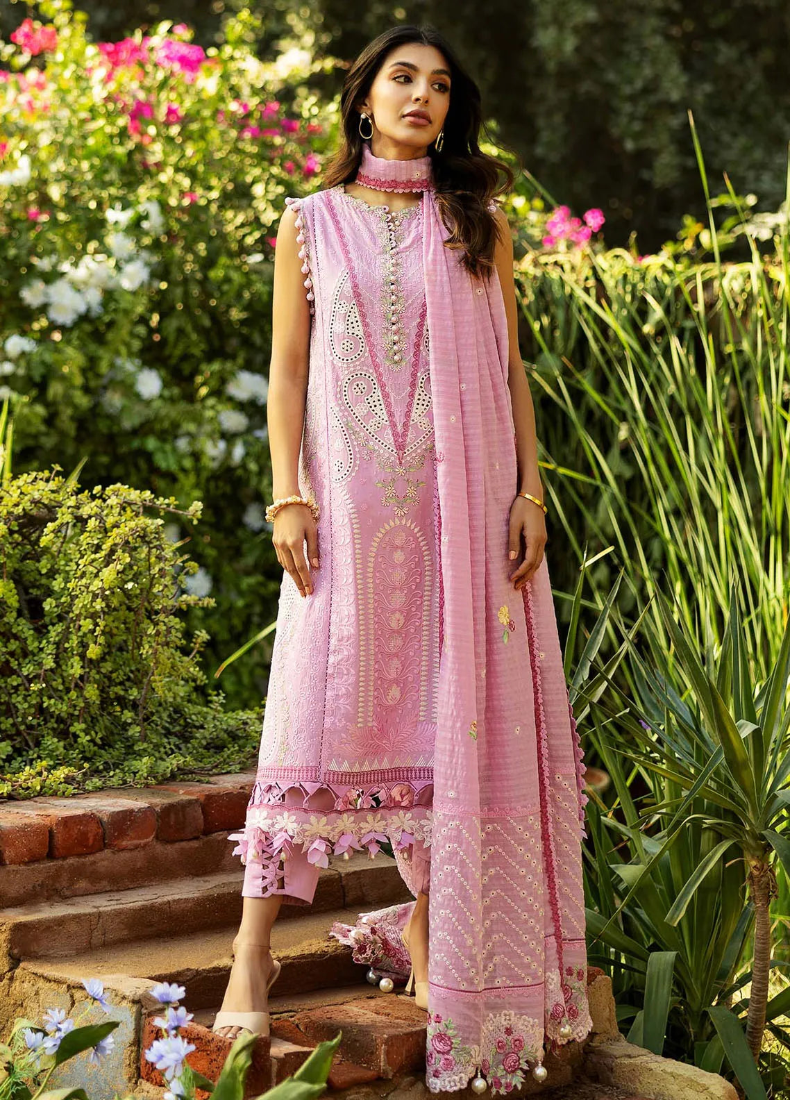 Sadaf Fawad Khan Embroidered Lawn Suits Unstitched 3 Piece SDF25S D-7B French Hearts - Summer Collection