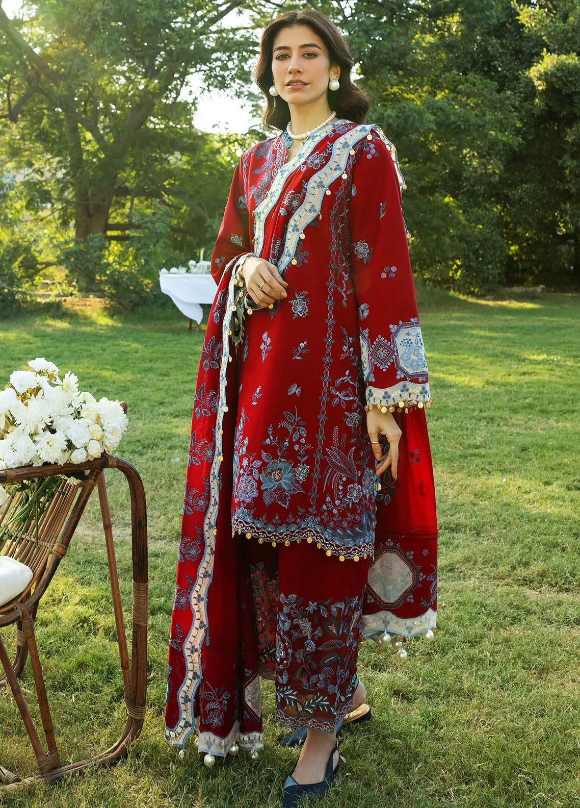 Sadaf Fawad Khan Embroidered Lawn Suits Unstitched 3 Piece SDF25S D-8A Koi - Summer Collection