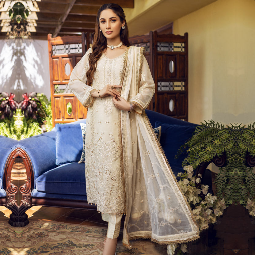Sonia Umer - Chameli – Embroidered Silk Net Unstitched 3Pc Suit